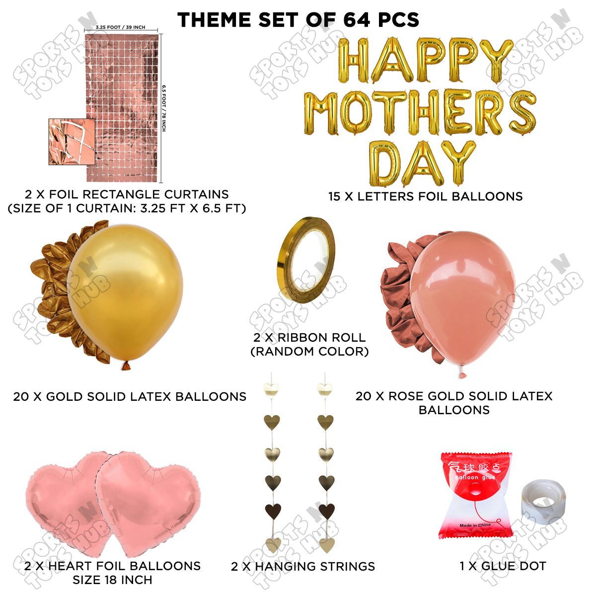 Happy Mothers Day Foil Letter Rectangle Curtain Theme Collection