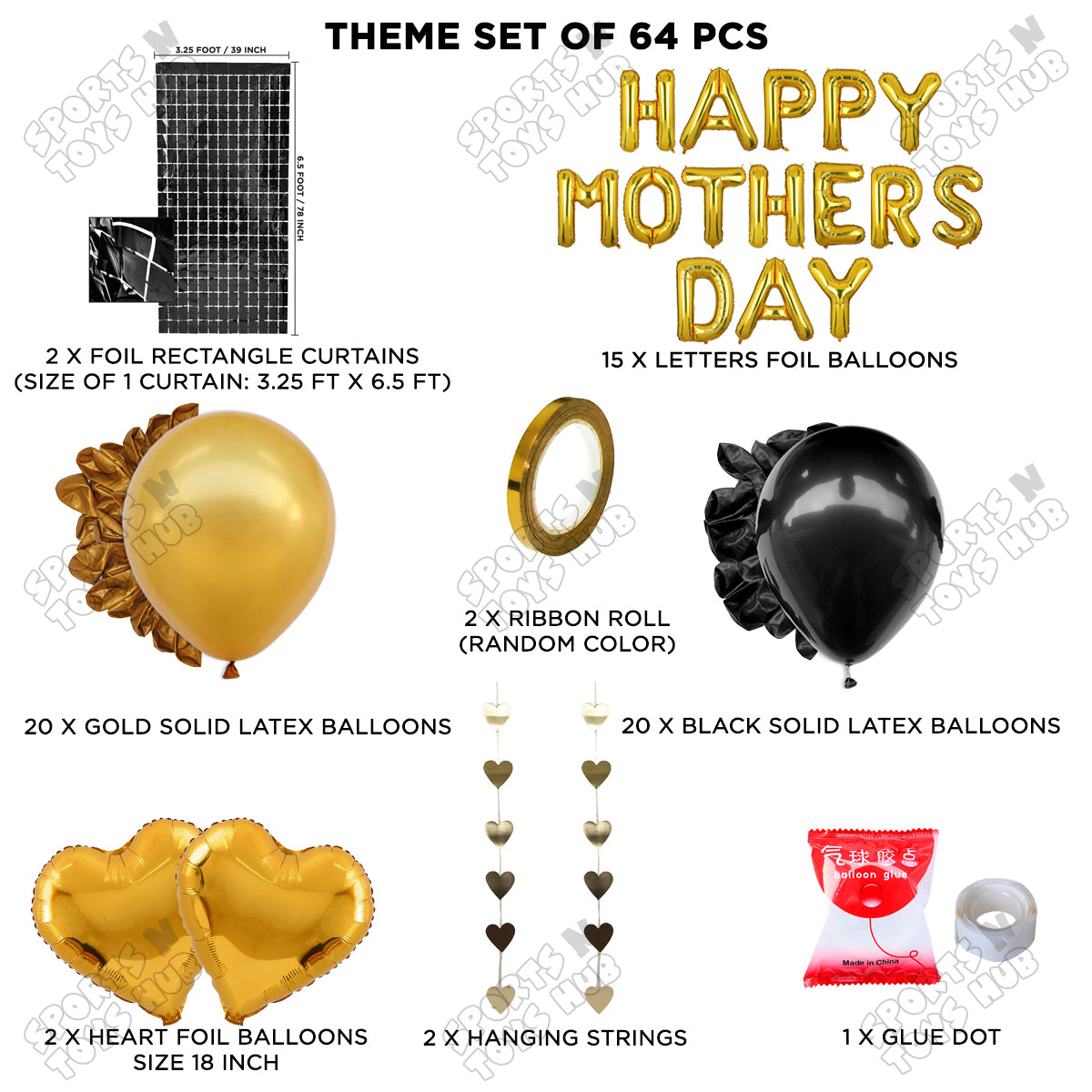 Happy Mothers Day Foil Letter Rectangle Curtain Theme Collection