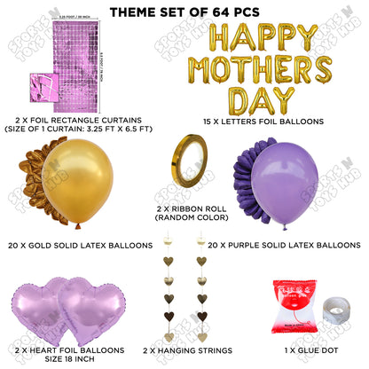 Happy Mothers Day Foil Letter Rectangle Curtain Theme Collection