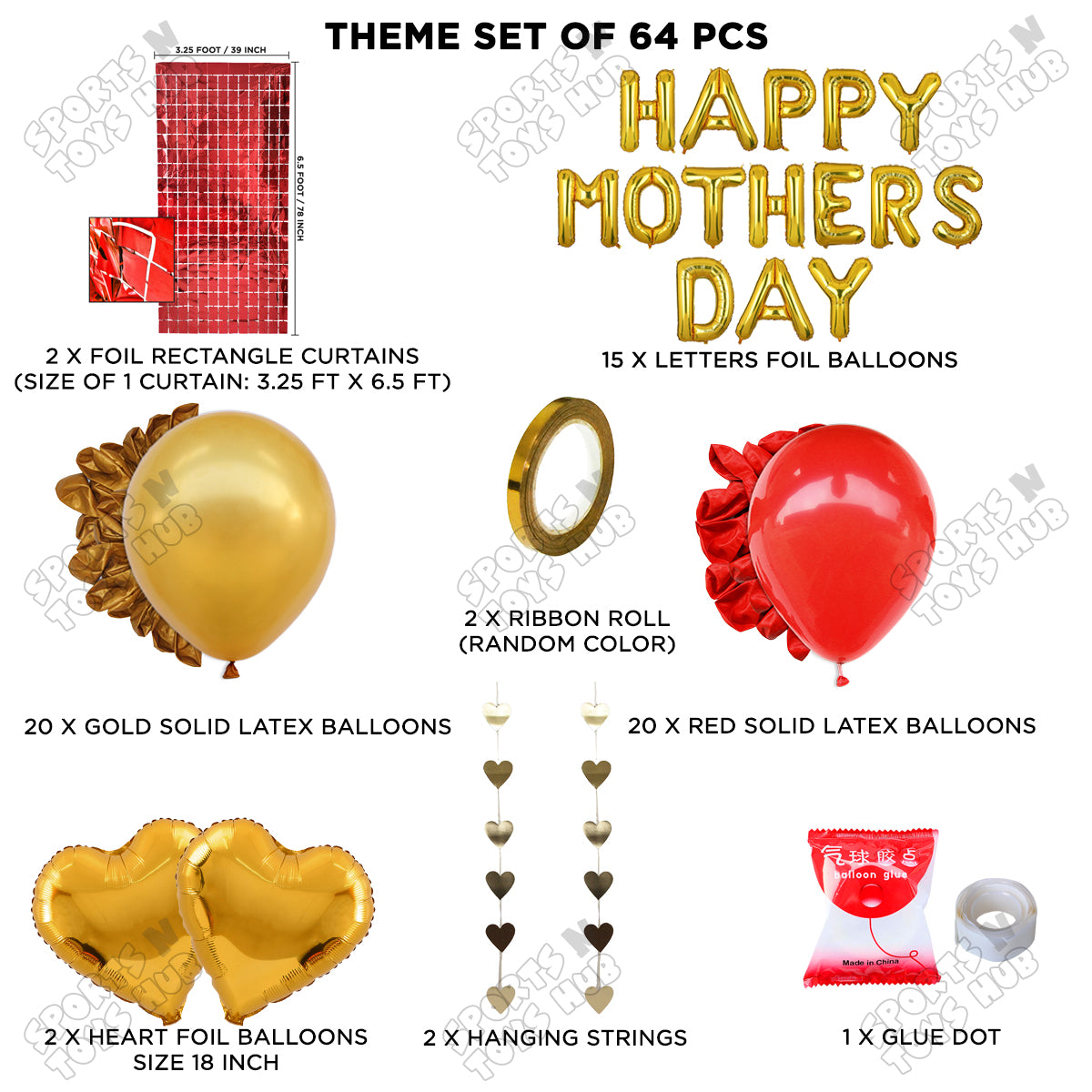 Happy Mothers Day Foil Letter Rectangle Curtain Theme Collection