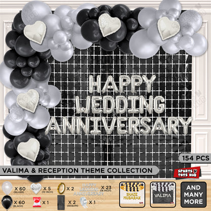 Happy Wedding Anniversary Foil Letter Theme Collection - Silver
