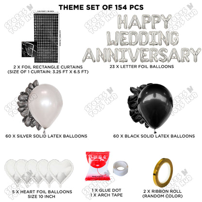 Happy Wedding Anniversary Foil Letter Theme Collection - Silver
