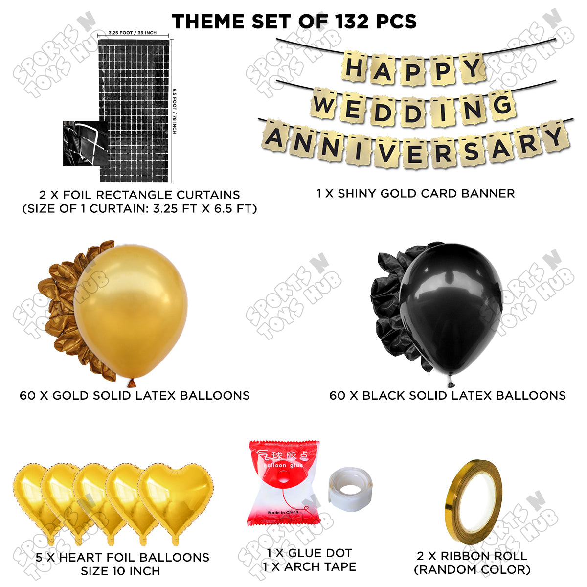 Happy Wedding Anniversary Card Banner Theme Collection - Gold