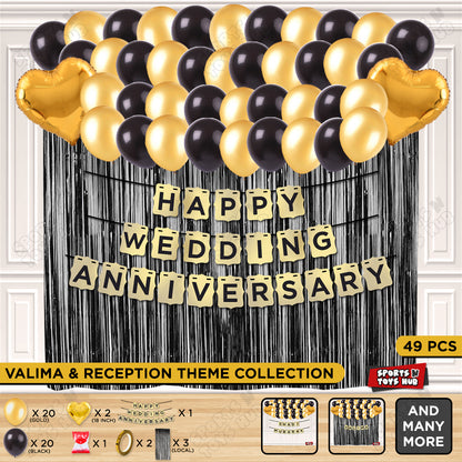 Happy Wedding Anniversary Card Banner Theme Collection - Gold