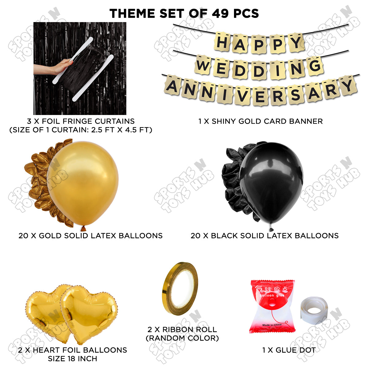 Happy Wedding Anniversary Card Banner Theme Collection - Gold