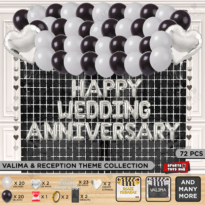 Happy Wedding Anniversary Foil Letter Theme Collection - Silver