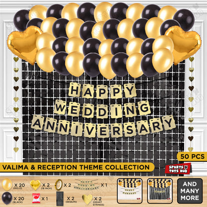 Happy Wedding Anniversary Card Banner Theme Collection - Gold