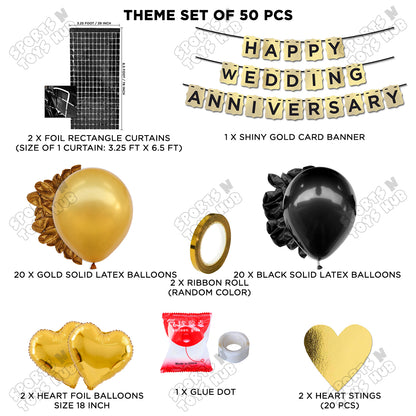 Happy Wedding Anniversary Card Banner Theme Collection - Gold