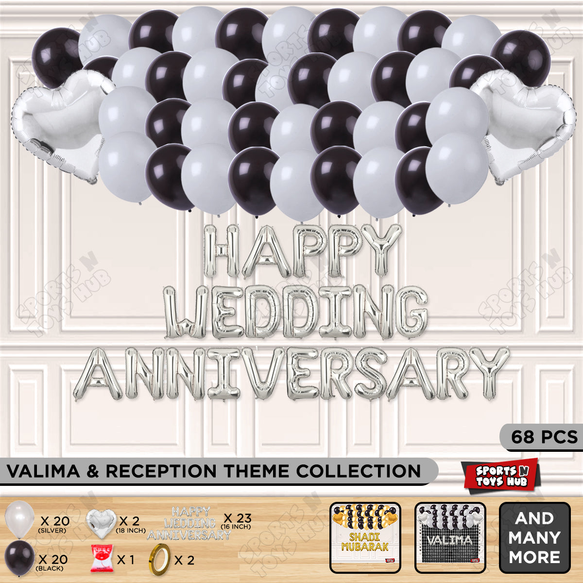 Happy Wedding Anniversary Foil Letter Theme Collection - Silver