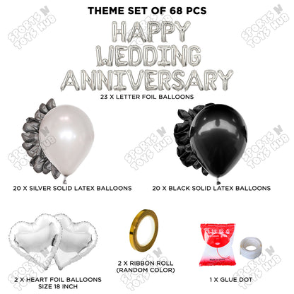Happy Wedding Anniversary Foil Letter Theme Collection - Silver