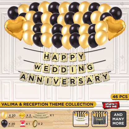 Happy Wedding Anniversary Card Banner Theme Collection - Gold