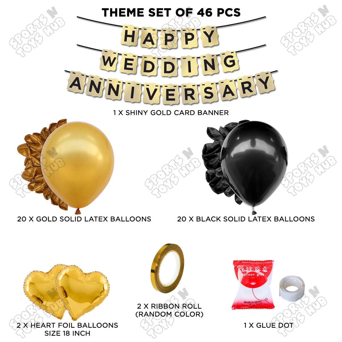 Happy Wedding Anniversary Card Banner Theme Collection - Gold