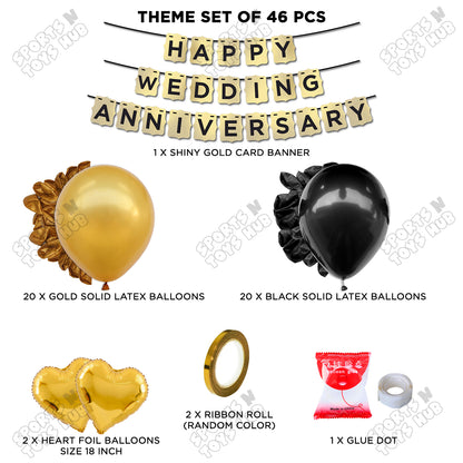 Happy Wedding Anniversary Card Banner Theme Collection - Gold