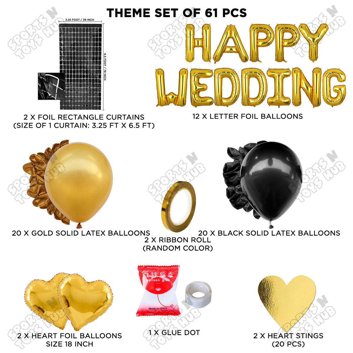 Happy Wedding Foil Letter Theme Collection - Gold