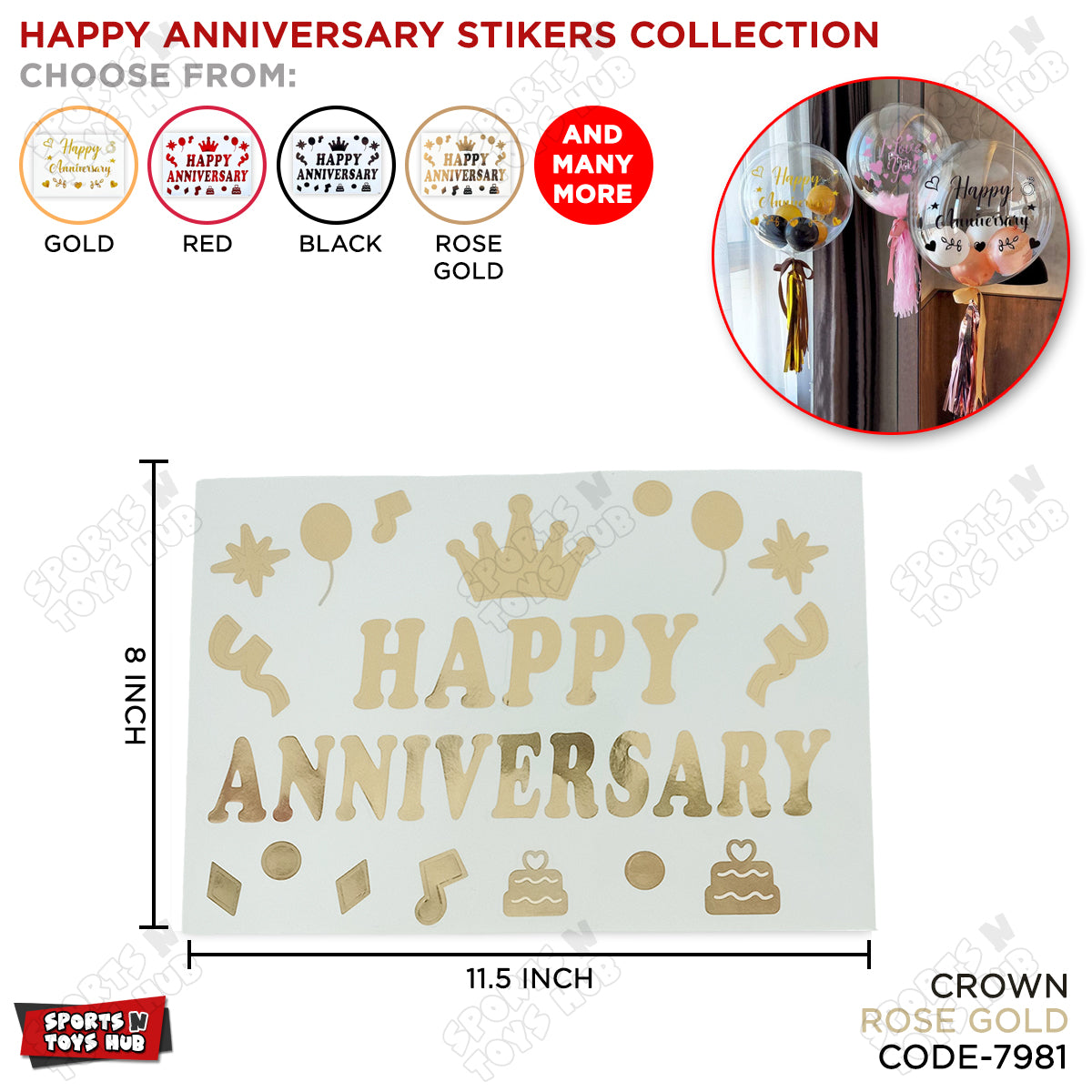 Happy Anniversary Balloons Sticker Collection