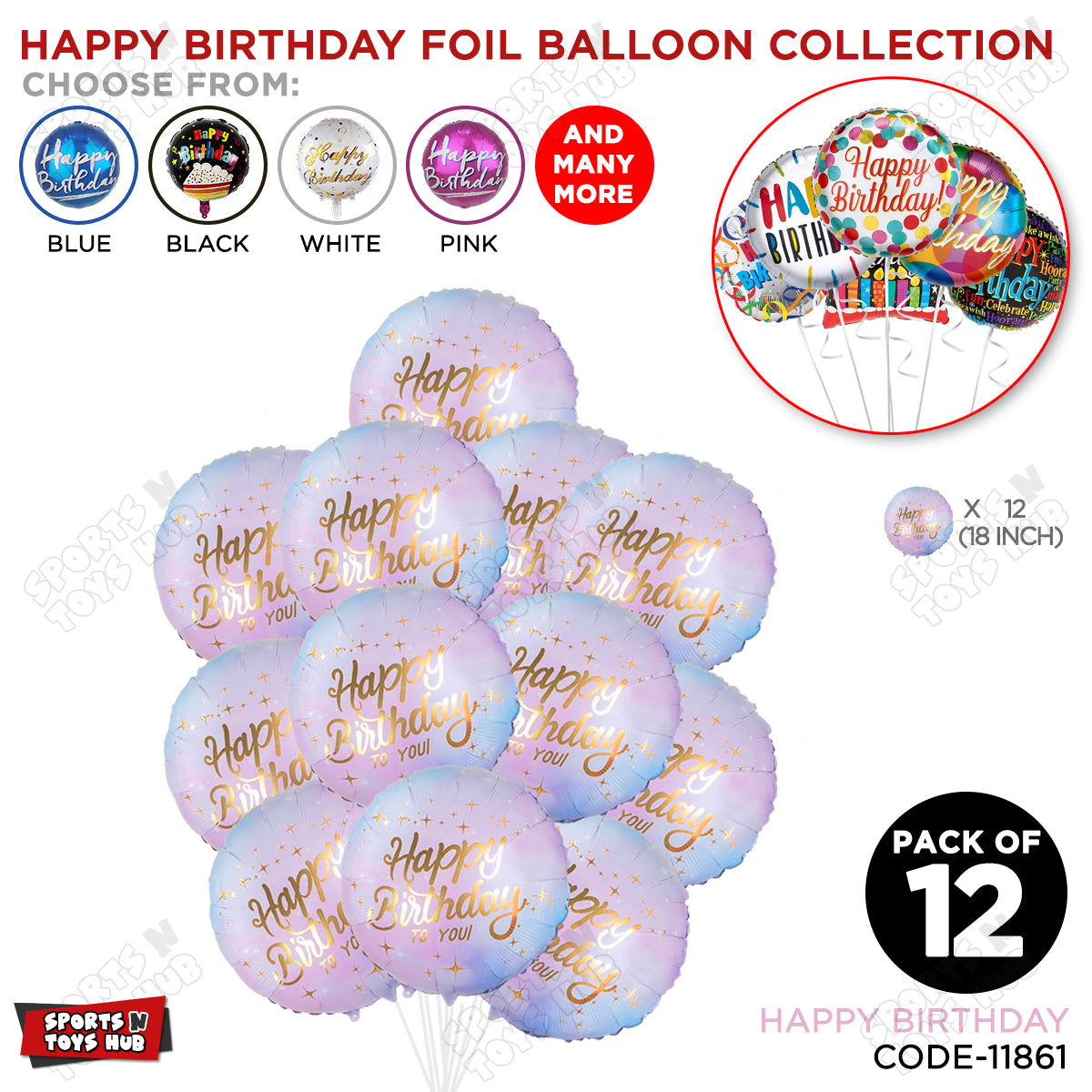 Happy Birthday Printed Round Foil Balloon