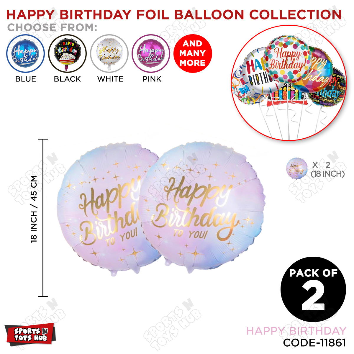Happy Birthday Printed Round Foil Balloon