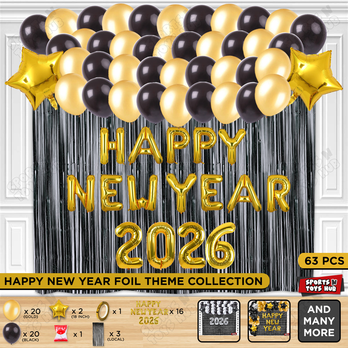 Happy New Year 2026 Foil Letter Theme Collection