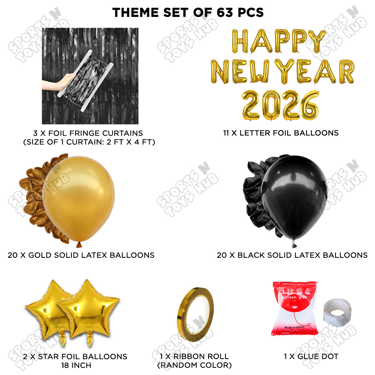 Happy New Year 2026 Foil Letter Theme Collection