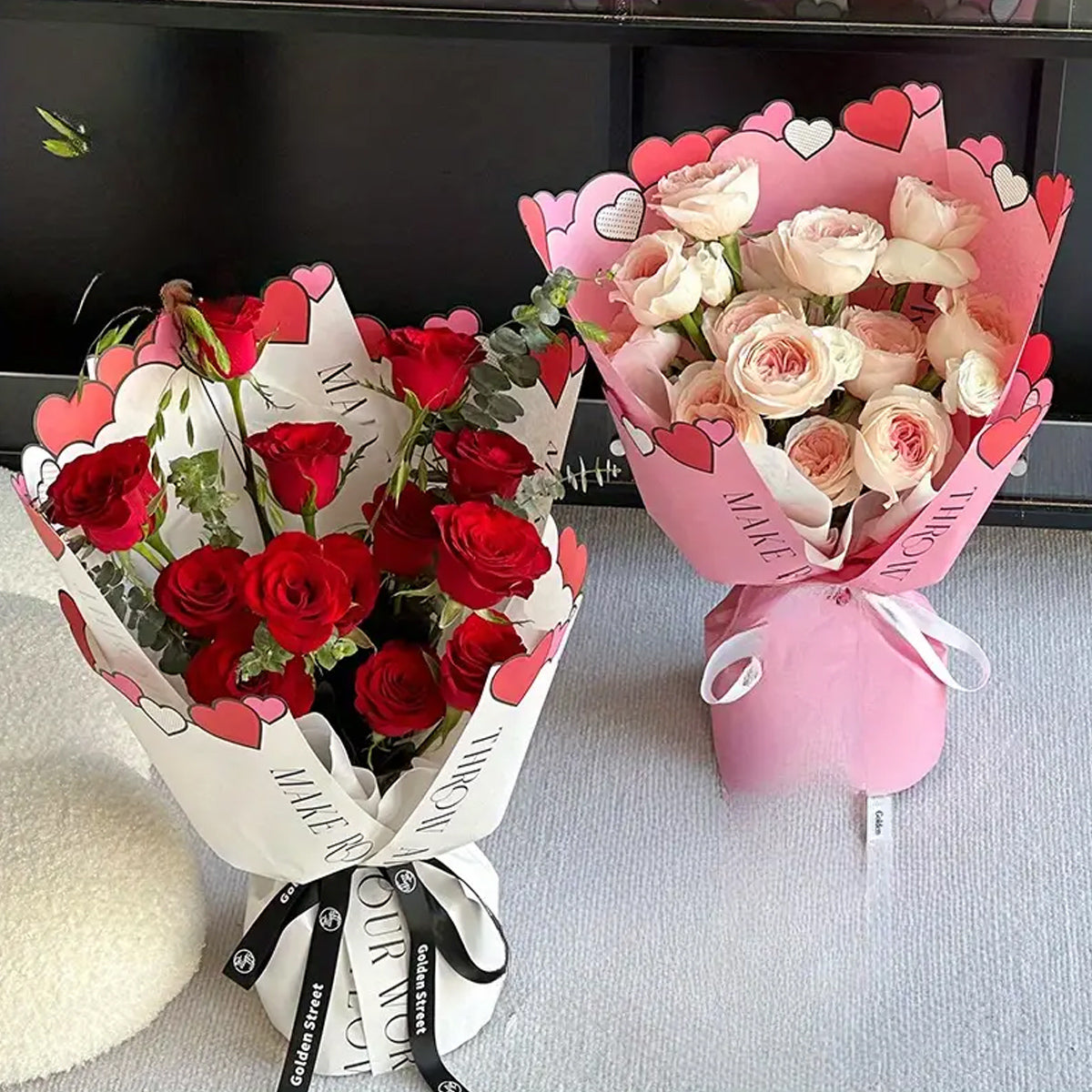 Heart Cutout Paper Bouquet Wrapping Sheets - Pack Of 10