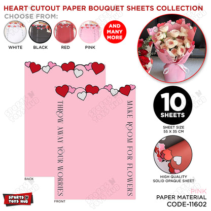Heart Cutout Paper Bouquet Wrapping Sheets - Pack Of 10