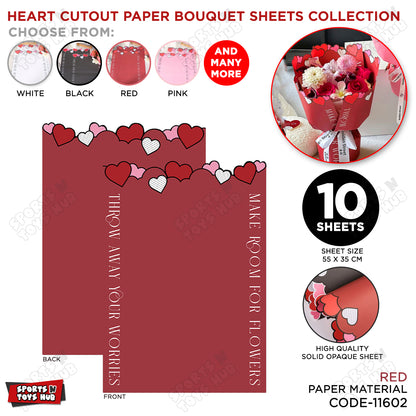 Heart Cutout Paper Bouquet Wrapping Sheets - Pack Of 10