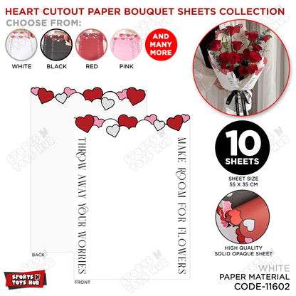 Heart Cutout Paper Bouquet Wrapping Sheets - Pack Of 10