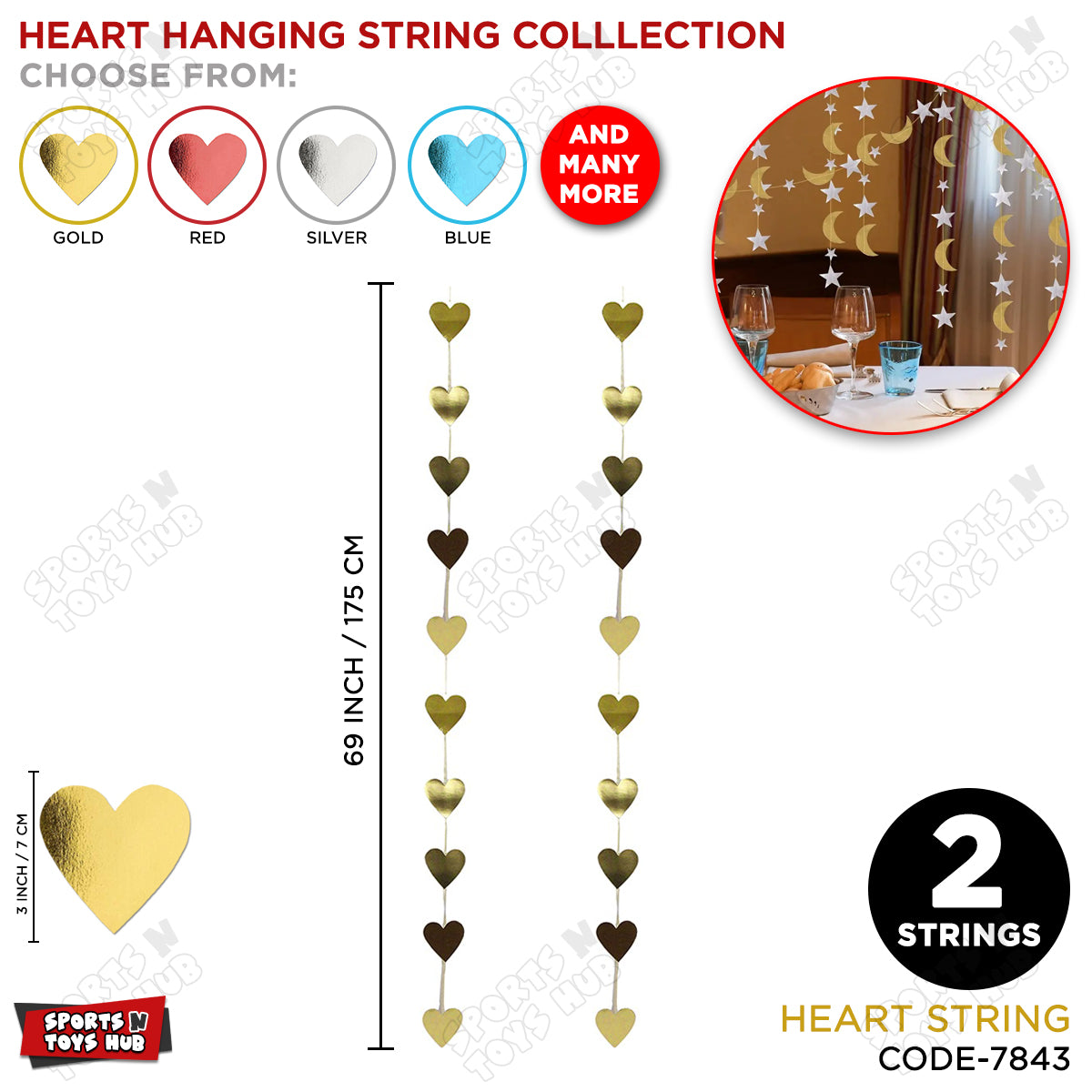 Heart Shape Hanging Strings - Pack Of 2