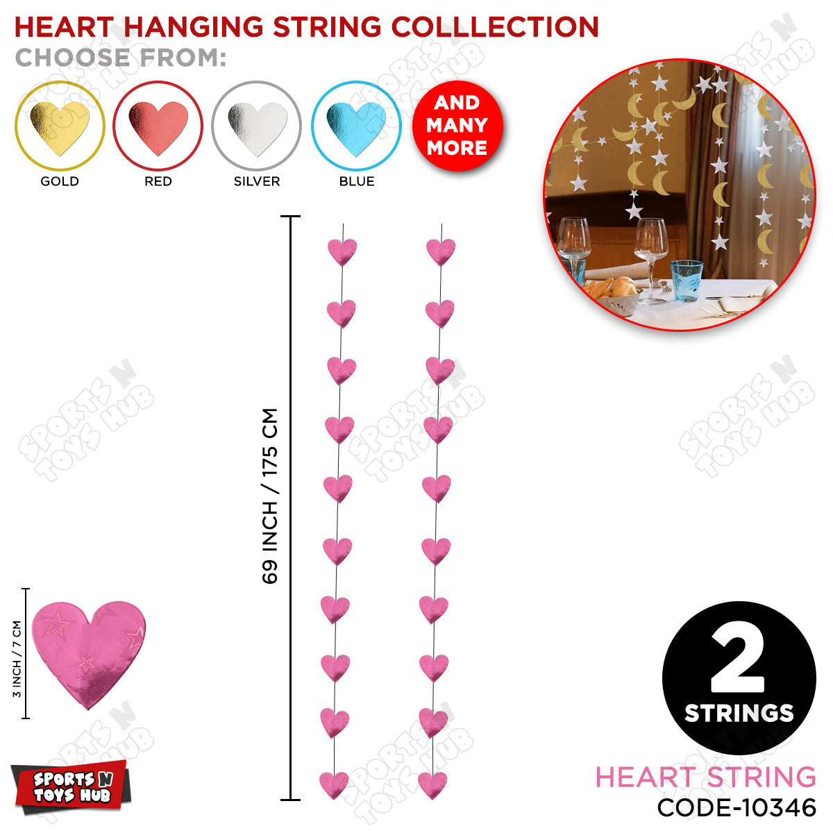 Heart Shape Hanging Strings - Pack Of 2