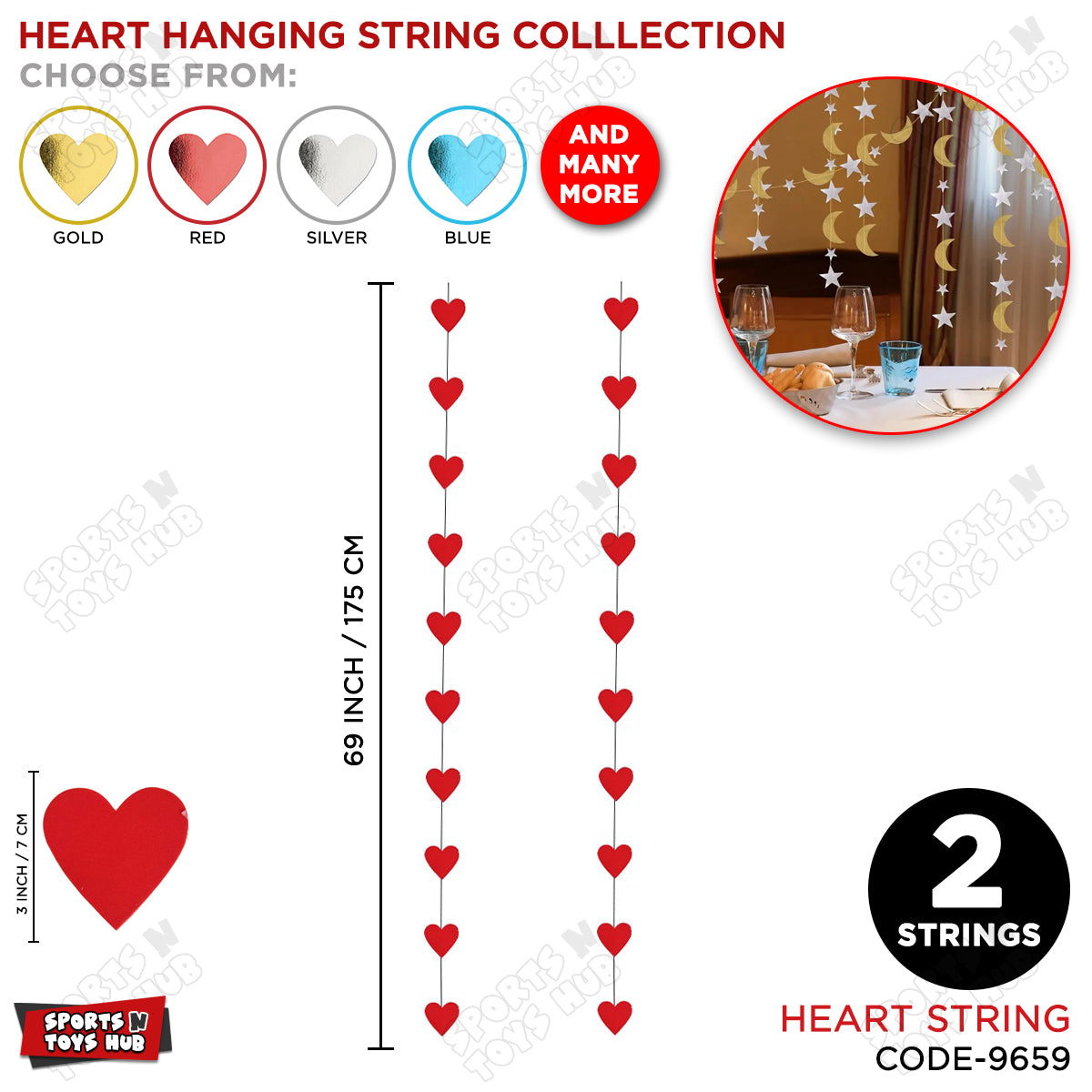 Heart Shape Hanging Strings - Pack Of 2