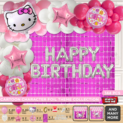Hell0 Kitty Face Foil Balloon With Foil Letter Arch Theme