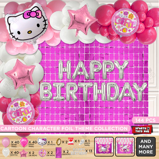 Hell0 Kitty Face Foil Balloon With Foil Letter Arch Theme