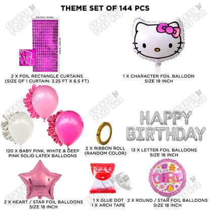 Hell0 Kitty Face Foil Balloon With Foil Letter Arch Theme