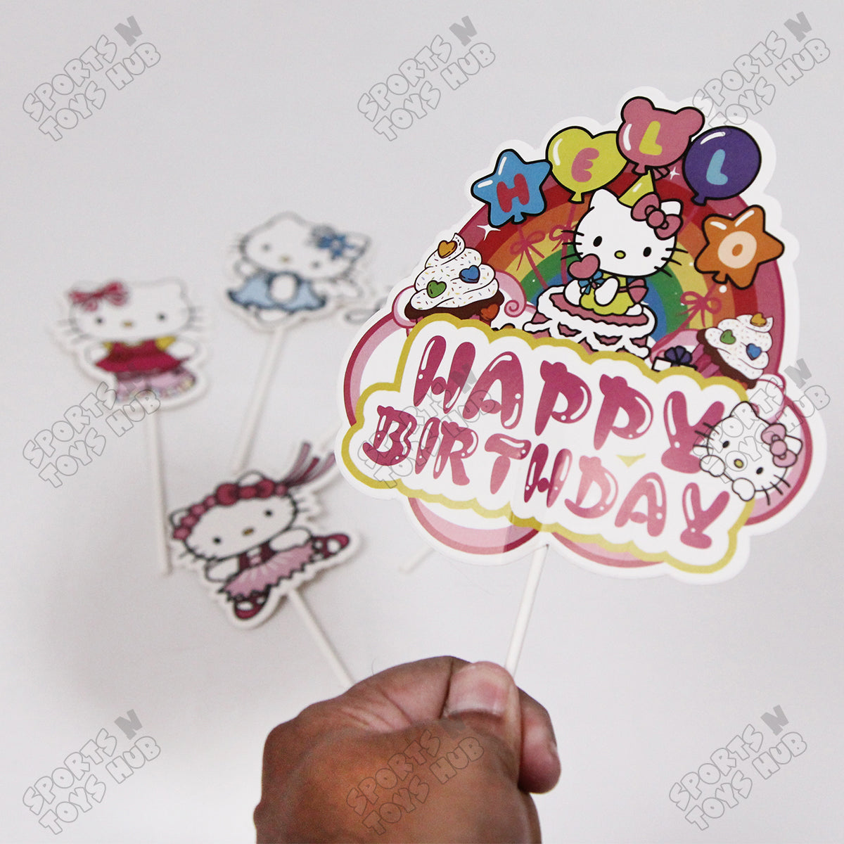 Hell0 Kitty Cartoon Characters Cake Topper - 6 Pcs