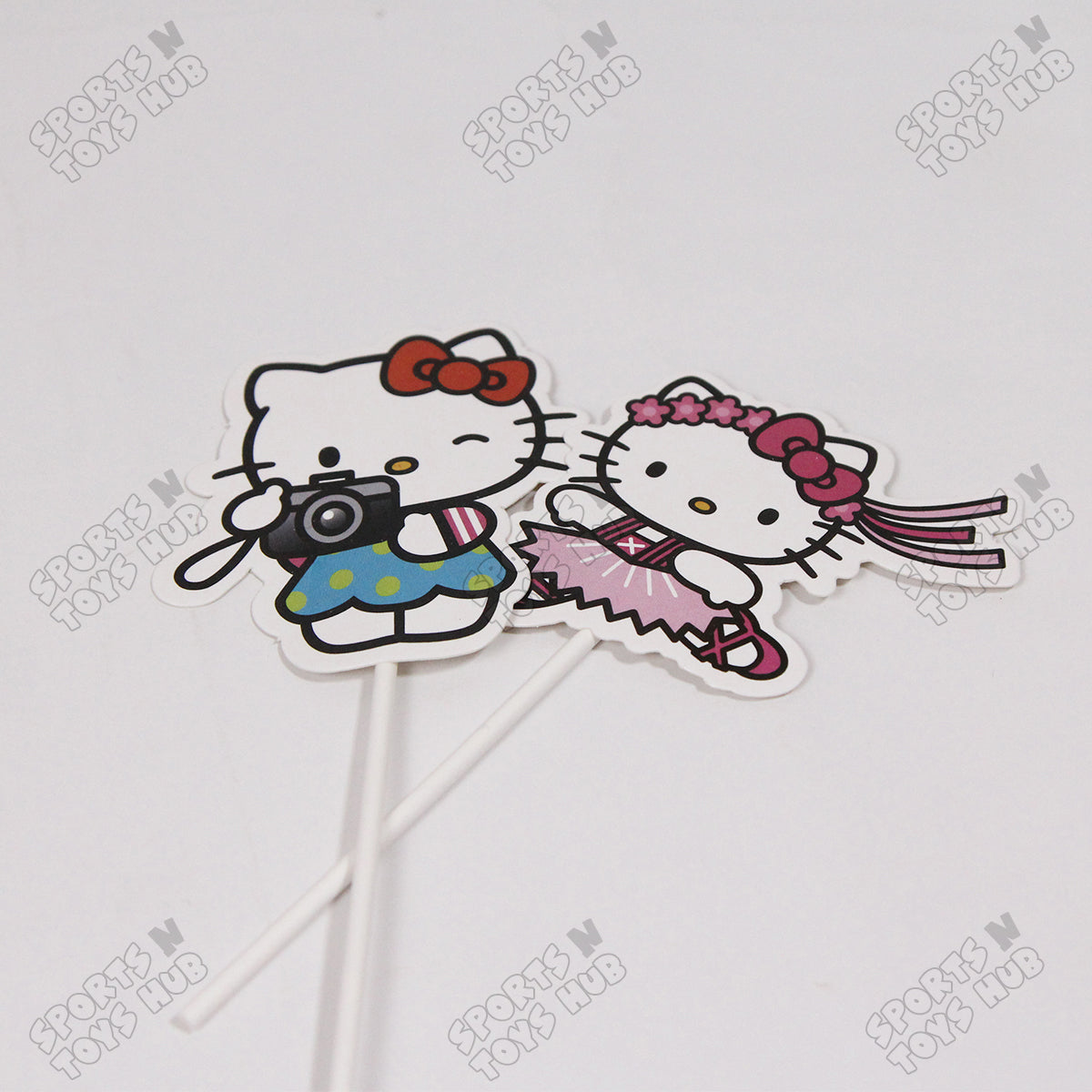 Hell0 Kitty Cartoon Characters Cake Topper - 6 Pcs