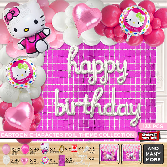 Hell0 Kitty Foil Ballon With Cursive Foil Letter Arch Theme