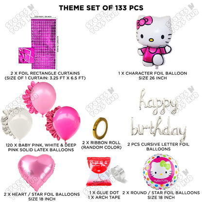 Hell0 Kitty Foil Ballon With Cursive Foil Letter Arch Theme