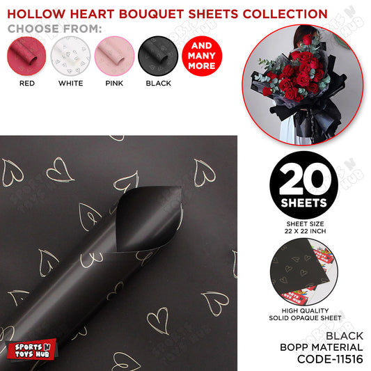 Golden Sketch Holow Hearts Flower Bouquet Sheets - 20 Sheets