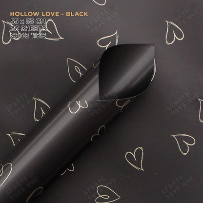 Golden Sketch Holow Hearts Flower Bouquet Sheets - 20 Sheets