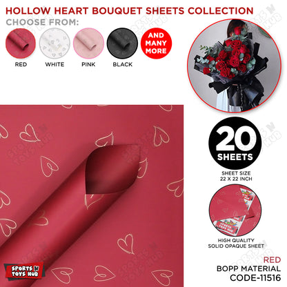 Golden Sketch Holow Hearts Flower Bouquet Sheets - 20 Sheets