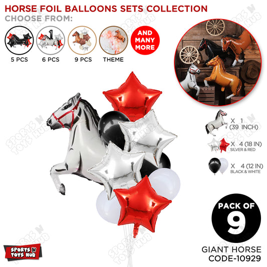 Giant Horse White Color Pack Of 9 Foil Balloon Set