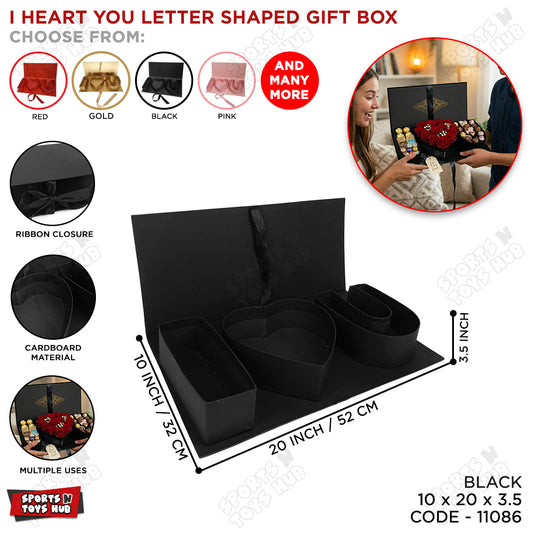 I ❤️ U Letter Shape Paper Cardboard Gift Box with Flap Lid, Fillable Chocolate Sweets Flowers Gift Box