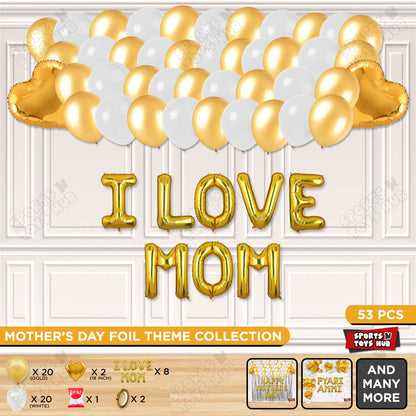 I Love Mom Foil Letter Garland Theme Collection