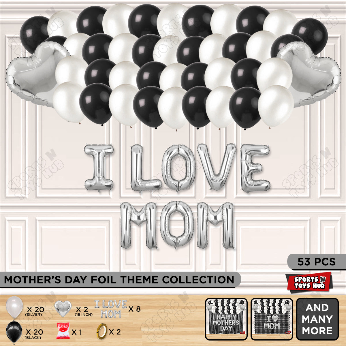 I Love Mom Foil Letter Garland Theme Collection