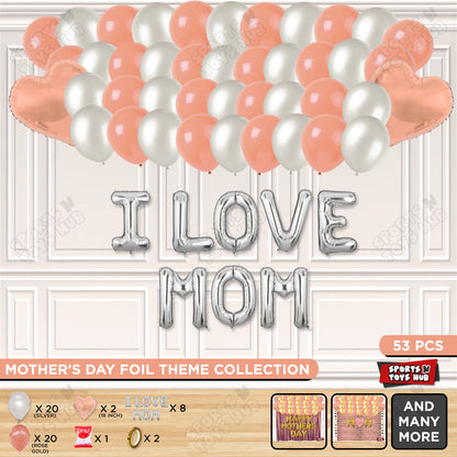 I Love Mom Foil Letter Garland Theme Collection