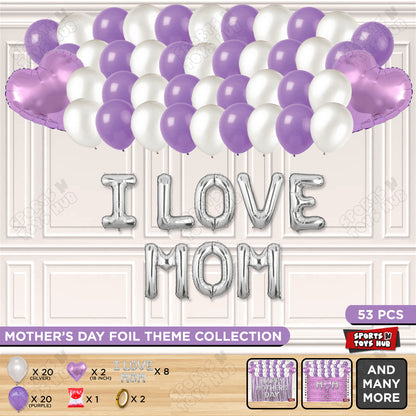 I Love Mom Foil Letter Garland Theme Collection