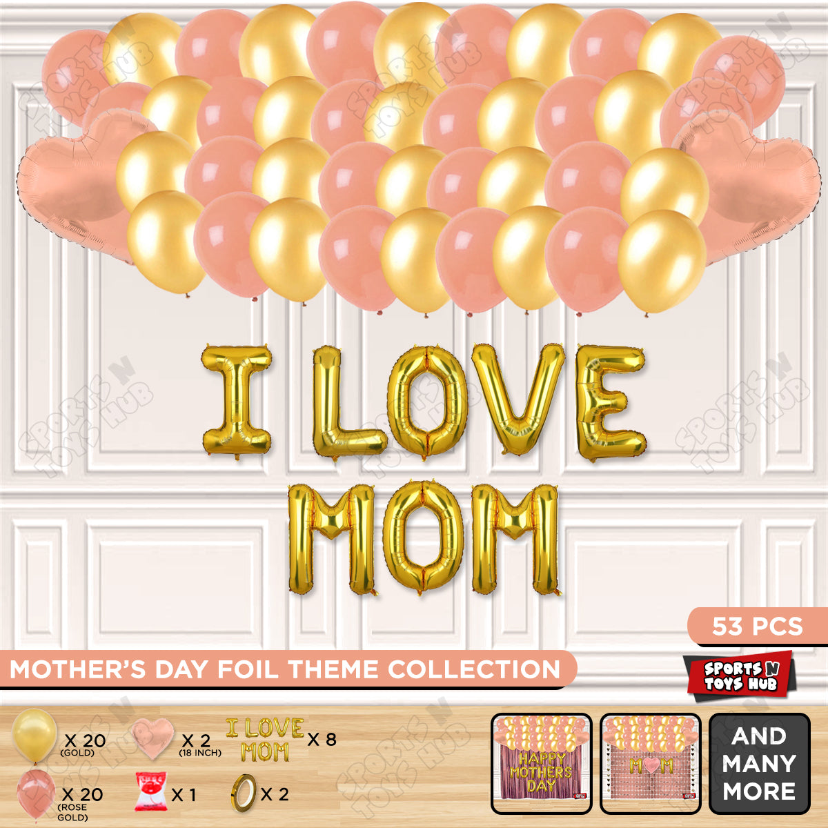 I Love Mom Foil Letter Garland Theme Collection
