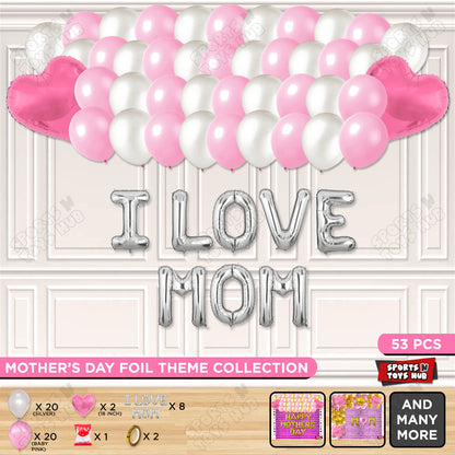 I Love Mom Foil Letter Garland Theme Collection