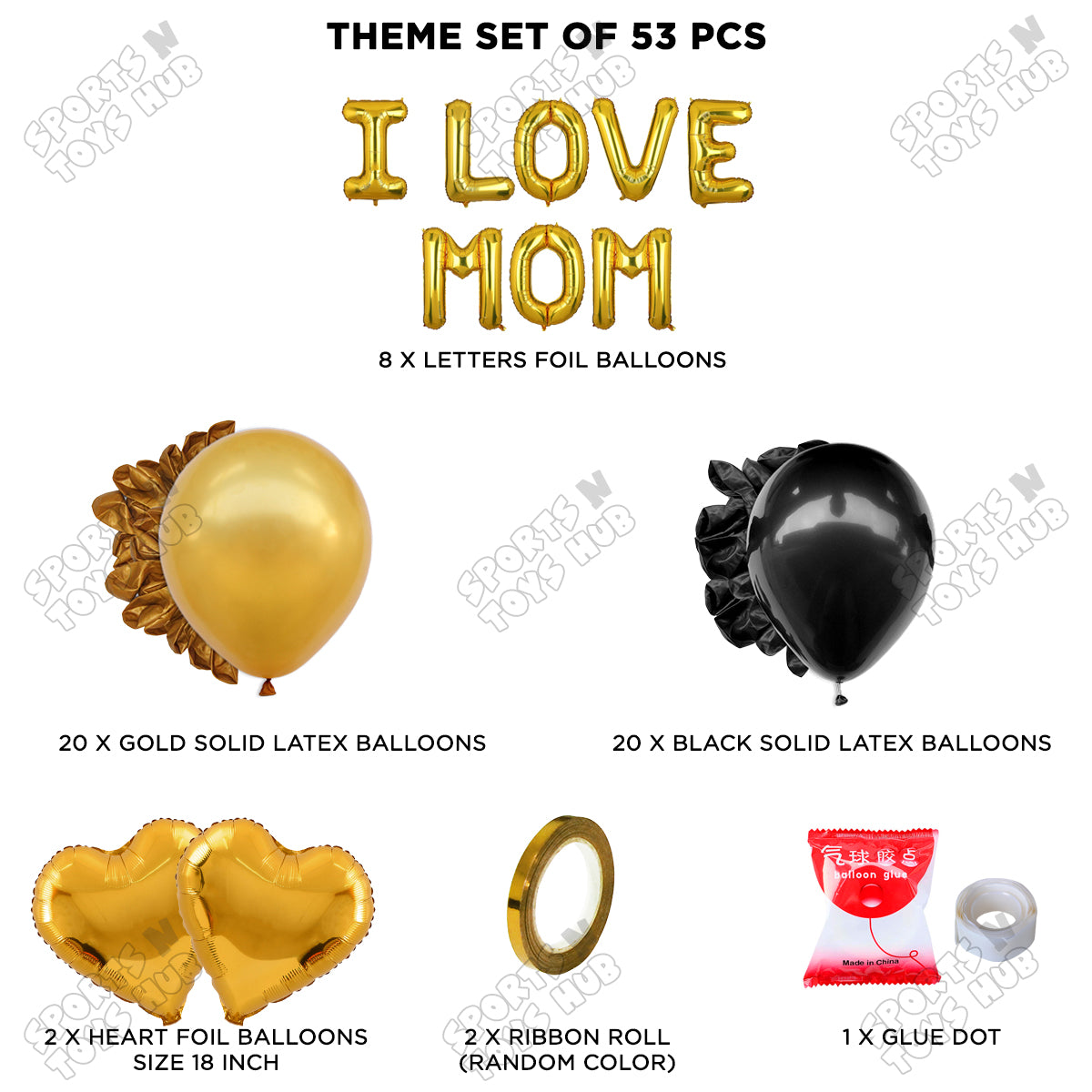 I Love Mom Foil Letter Garland Theme Collection