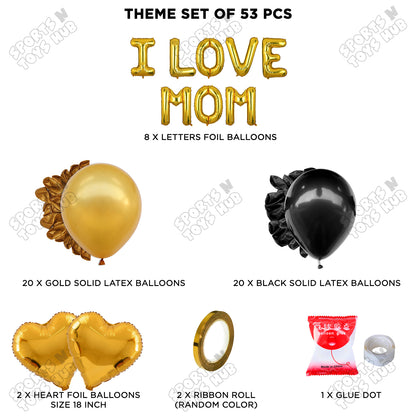 I Love Mom Foil Letter Garland Theme Collection